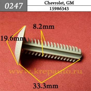 0247 Автокрепеж Chevrolet, GM Внутренняя отделка, стойки, багажник ОЕМ 15986343